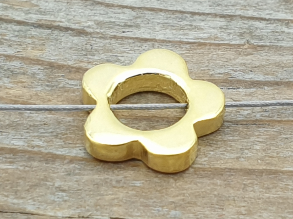 finding, flower 9mm, silver gold plated