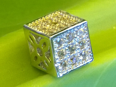 Zwischenteil Strass 6x6x6mm, Metall silberfarben