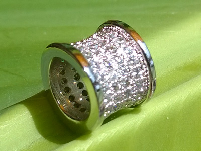 Zwischenteil Strass 11x9mm, Metall silberfarben