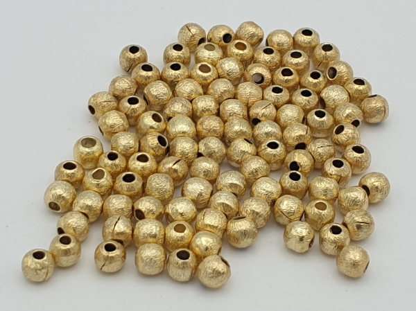 Kugel 4mm matt (100 Stk), Metall vergoldet