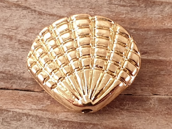 finding, shell 12x13x4mm, metal gold plated