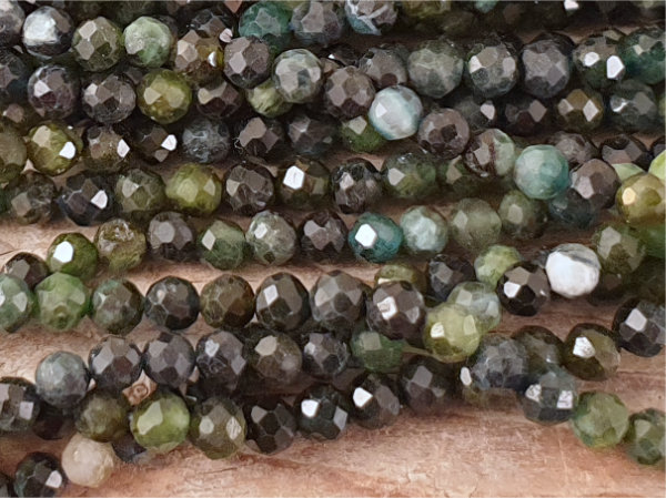 blue-brown-green tourmaline necklace faceted 4mm