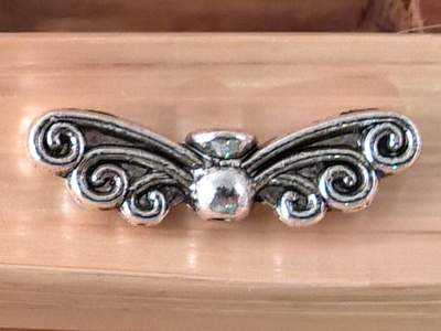 finding, angel wings 22mm, metal silver color