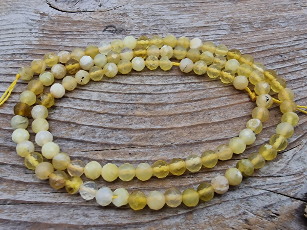 yellow opal necklace faceted 4mm