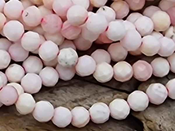 pink shell necklace faceted 3mm