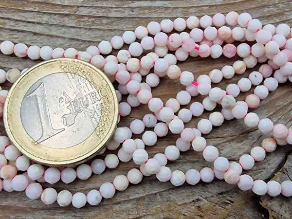 pink shell necklace faceted 3mm