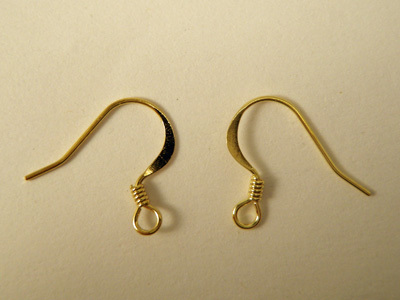 earhook 15mm (10 pcs), brass gold plated